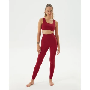 Ayma Active Kadın Bordo Koyu Kırmızı Organik Pamuk Basic Tayt - Gots Sertifikalı, Yüksek Bel, Çift Kat Korsaj, Orta Yoğunluklu Yoga Pilates Taytı