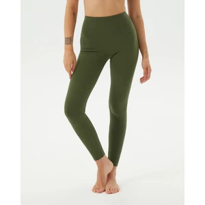 Ayma Active Kadın Haki Organik Pamuk Basic Tayt - Gots Sertifikalı, Yüksek Bel, Çift Kat Korsaj, Orta Yoğunluklu Yoga Pilates Taytı