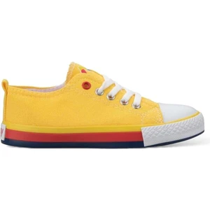 Unisex Erkek Kız Çocuk Keten Kısa Convers Modeli Bağcıklı Spor Ayakkabı Sarı