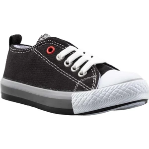 Unisex Erkek Kız Çocuk Keten Kısa Convers Modeli Bağcıklı Spor Ayakkabı Siyah