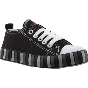 Unisex Çocuk Keten Kısa Convers Modeli Bağcıklı Spor Ayakkabı Siyah