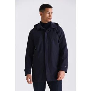 Lacivert Comfort Fit Kapüşonlu Gizli Fermuarlı Klasik Model Mont