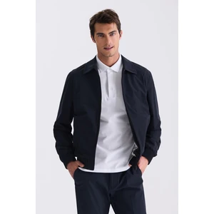 Lacivert Comfort Fit Berberi Yaka Mevsimlik Mont
