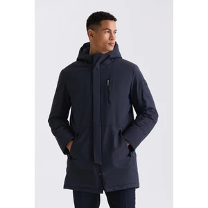 Lacivert Comfort Fit Kapüşonlu Gizli Fermuarlı Kışlık Mont