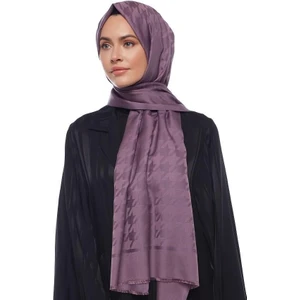 Kazayağı Desenli Pamuk İpek Şal - İncir Moru