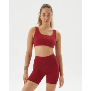 Ayma Active Kadın Bordo Koyu Kırmızı Biker Şort - Gots Sertifikalı, Yüksek Bel, Çift Kat Korsaj, Üst Bacak Boyunda Spor Şort
