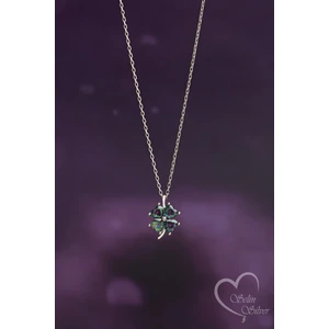 SS Selin Silver 4 Yapraklı Yonca Mistik Topaz Taşlı Kolye 925 Ayar Gümüş Kolye
