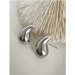 Kadın Gümüş Renk  Damla Çelik Küpe  2'li 4 cm