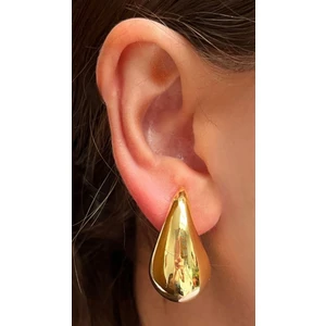Kadın Gold Renk Damla Çelik Küpe 2'li 4 cm