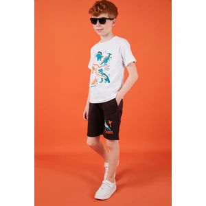 Pamuklu Baskılı Bisiklet Yaka Kısa Kollu Şortlu Takım Erkek Çocuk Takım 6212021