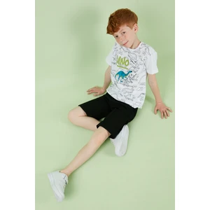 Pamuklu Baskılı Bisiklet Yaka Kısa Kollu Şortlu Takım Erkek Çocuk Takım 6212020