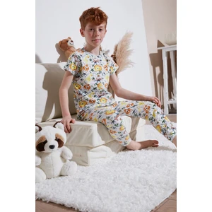 Desenli % 100 Pamuk Bisiklet Yaka Pijama Takımı Erkek Çocuk Pijama Takımı 6651003