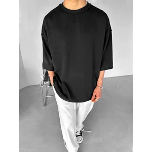 Abluka Online Erkek Oversize Dikiş Detaylı T-Shirt Siyah