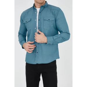 Enzim Jeans Erkek Yıkamalı Kot Gömlek
