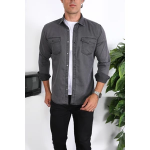 Enzim Jeans Erkek Yıkamalı Kot Gömlek