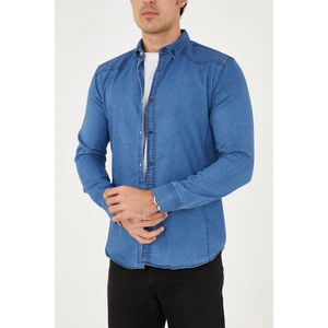 Enzim Jeans Erkek Yıkamalı - Kot Gömlek