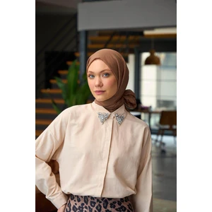 Düz Desen Vual Şal Soluk Kahve Vual Ipek Şal -  9800-31