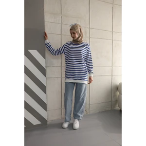 Sevenline Iki Iplikli Tesettür Tunik Çizgili Sweatshirt