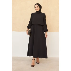 Kolları Piliseli Etek Tunik Takım - Siyah