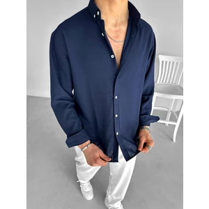 Abluka Online Erkek Yazlık Oversize Basic Rahat Gömlek Lacivert