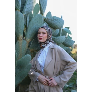 Poncy Desen Soft Eşarp Haki Yeşil 1169-02