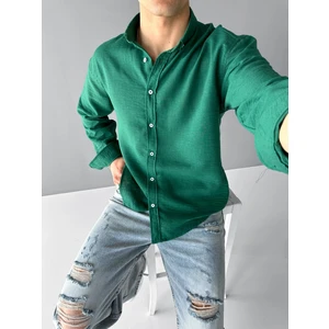 Abluka Online Erkek Yazlık Oversize Basic Rahat Gömlek Yeşil