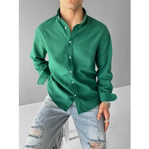 Abluka Online Erkek Yazlık Oversize Basic Rahat Gömlek Yeşil