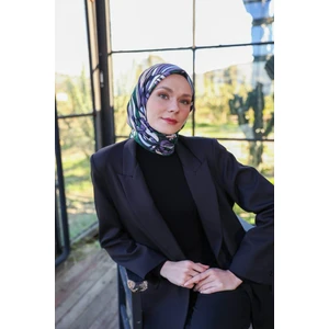 Poncy Desen Soft Eşarp Siyah Yeşil 1169-12