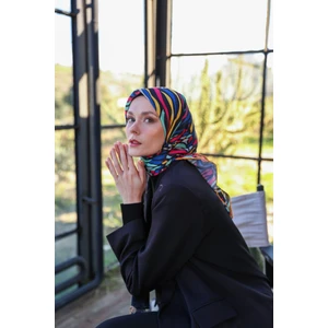Poncy Desen Soft Eşarp Siyah Pembe 1169-14