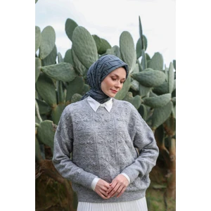 Evoline Desen Soft Eşarp Koyu Gri 1168-07