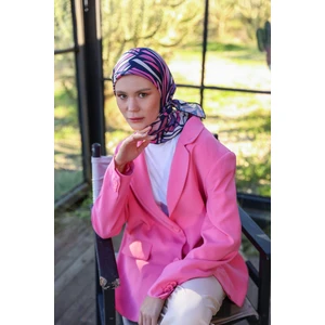 Poncy Desen Soft Eşarp Lacivert Pembe 1169-13