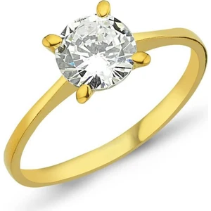 Takı Dükkanı Altın Kaplama Sarı Gümüş Tektaş Yüzük wsr111