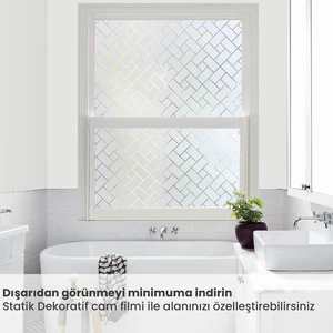 Cam Filmi Kaplama Statik Folyo 60CMX100CM Buzlu Desenli Duşa Kabin Ofis Dekorasyon