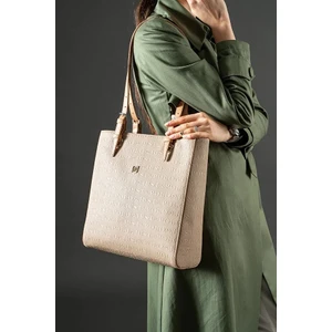 Just Polo Kadın Kum-Taba Gofraj Baskılı Büyük Boy Omuz ÇANTASI-J4067