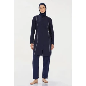 Su Itici Paraşüt Kumaş Önden Fermuarlı Büyük Beden Seçenekli Kadın Tesettür Mayo 9075