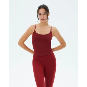 Ayma Active Kadın Bordo Koyu Kırmızı Sütyenli Yoga Atlet - GOTS Organik Pamuk, İç Sütyenli, Ayarlanabilir Askılı, Yüzücü Sırtlı, Çıkarılabilir Pedli Spor Atlet