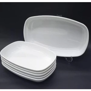 2 Adet Jumbo Boy 33X20 Melamin Kayık Tabak Büyükboy Salata Tabağı Günlük Kullanım Için Oval Tabak