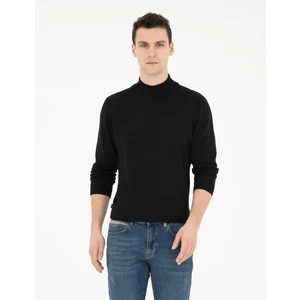 Pierre Cardin Erkek Siyah Slim Fit Yarım Balıkçı Yaka Yün Karışımlı Basic Triko Kazak 50270055-VR046