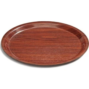 Safir Çay Kazanları Kahveci Tepsisi Melamin Kahverengi Kahveci Tepsisi 37 cm Ebatlı Yuvarlak Safir Çay Kazanları