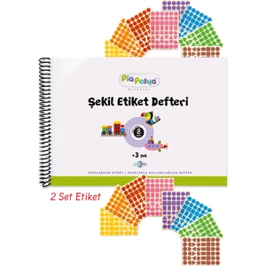 Pia Polya 8 Şekil | 8 Renk  | 2 Set Etiketli, Şekil Etiket Defteri ve Etiketleri | Okul Öncesi Defteri