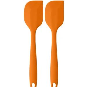 Pink Rose Yanmaz Yapışmaz Silikon Yassı Spatula ,hamur Sıyırıcı 2 li Set Turuncu