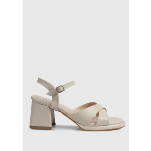 Bej Kadın Topuklu Sandalet
