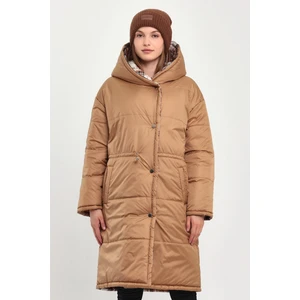 Çift Taraflı Kapüşonlu Uzun Şişme Mont AD-K50458LNW