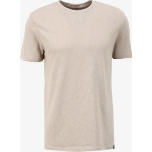 Bej Erkek Bisiklet Yaka Relaxed Baskılı T-Shirt C4SM-TST4600