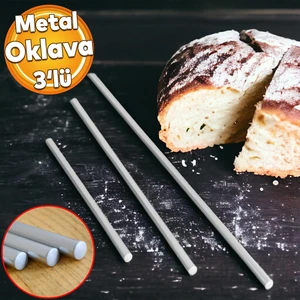 3'lü Masterchef Alüminyum Paslanmaz (99-74-49 CM) Metal Oklava Seti Hamur Açma Aparatı Sofra Mutfak