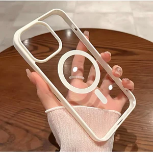 iPhone 12 Pro Max Kılıf Sararmaz Renkli Magsafe Destekli Silikon Kapak Kılıf Krem