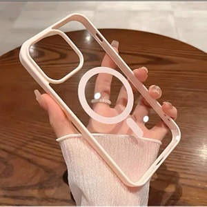 iPhone 13 Pro Max Kılıf Sararmaz Renkli Magsafe Destekli Silikon Kapak Kılıf Pudra