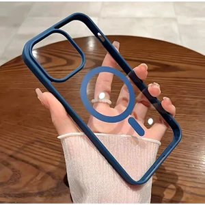 iPhone 14 Pro Max Kılıf Sararmaz Renkli Magsafe Destekli Silikon Kapak Kılıf Lacivert