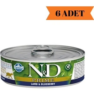 N&d Prime Tahılsız Kuzu & Yaban Mersinli Yetişkin Kedi Yaş Maması 70 gr x 6 Adet