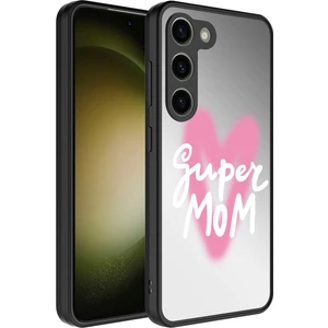 Galaxy S23 Uyumlu Aynalı Desenli Kamera Korumalı Parlak App Mirror Kapak-Süper Anne